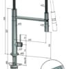 Sink mixer, with pull-out dual-jet hand shower Drawing