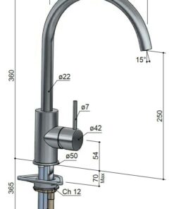 Sink mixer with swivel spout Hotbath round Drawing