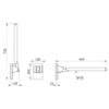 Folding support handle aluminium black 650 mm Drawing