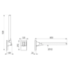 Folding support handle aluminium black 850 mm Drawing