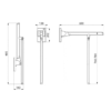 Barre d'appui pliante avec pied noir mat 650 mm Dessin