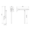 Folding support handle with black matt base 850 mm drawing