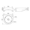 Lavabo accessibile con sedia a rotelle e foro per rubinetto 123400 Disegno