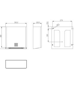 Distributore di asciugamani di carta in acciaio inox antracite Proox AN-100 Disegno