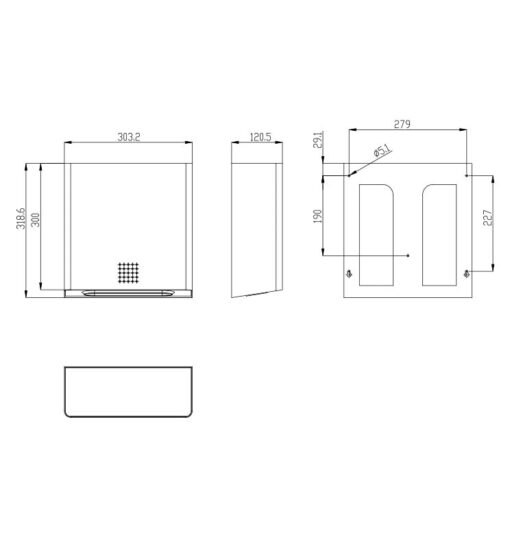 Paper towel dispenser stainless steel anthracite Proox AN-100 Drawing