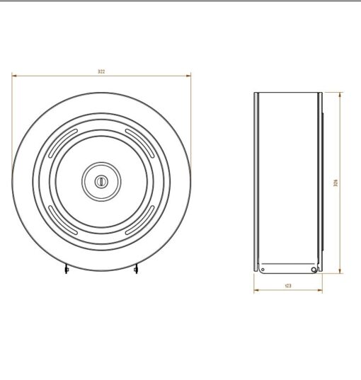 Distributore a carosello per 4 rotoli a disegno rotondo