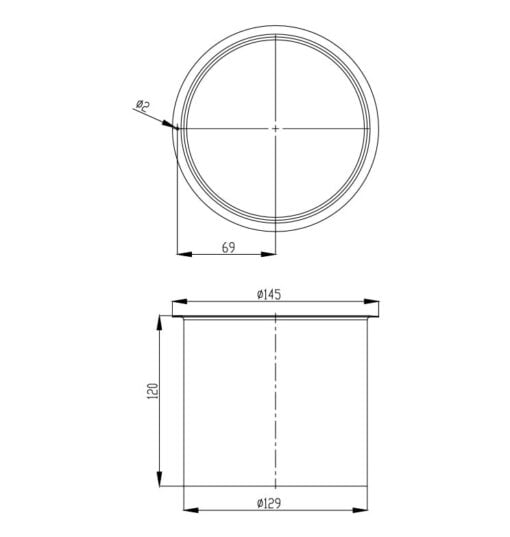 Manicotto di scarico antracite AN280 Disegno