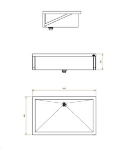 Cuvette polyvalente 1000mm acier inoxydable dessin