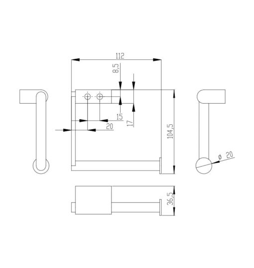 Toilet roll holder small AN380 Drawing