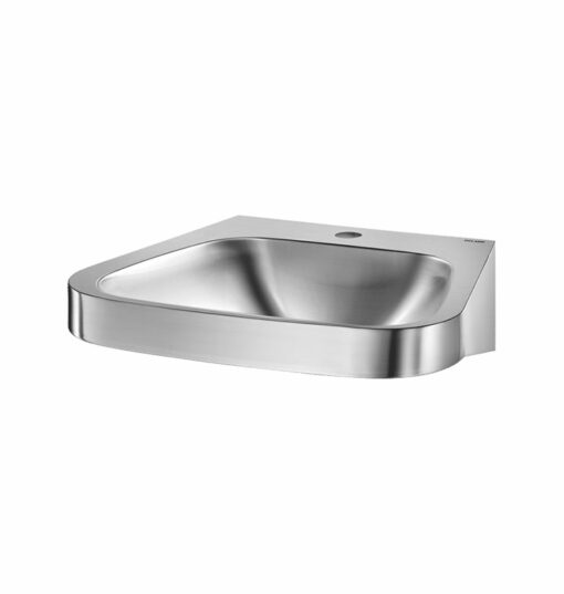 Lavabo Delabie con foro per rubinetto in acciaio inox satinato