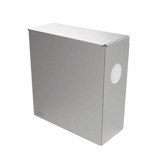 Hygiene waste bin with dispenser, right, matt stainless steel