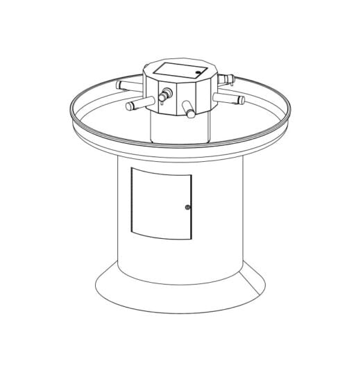 Lavabo rotondo in acciaio inox, per 6 lavabi