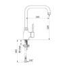 The dimensions of the kitchen faucet.