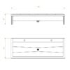 Stainless steel wash trough, wall-hung, 2 wash places, l. 1400 mm