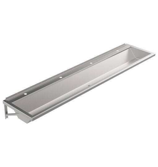 Goulotte de lavage en inox, murale, 4 places de lavage, L. 2400 mm