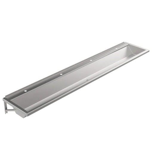 Stainless steel wash trough, wall-hung, 4 wash places, l. 2800 mm