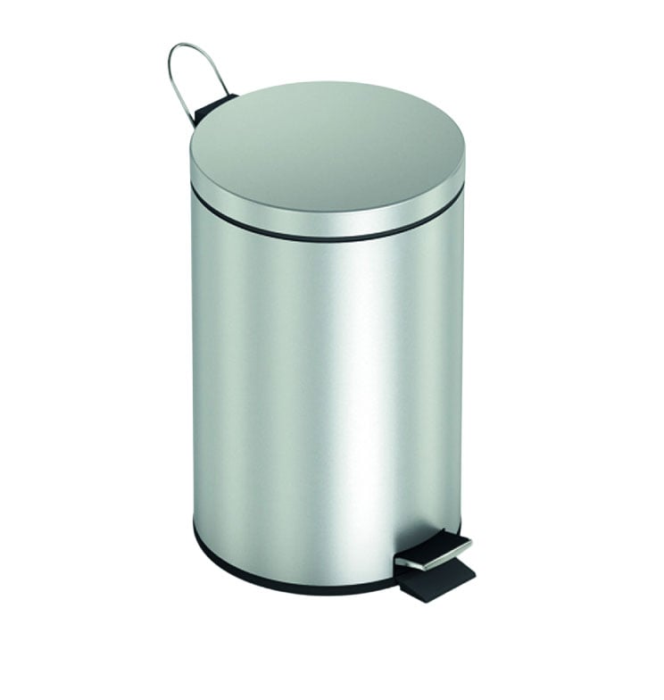 Abfallbehälter mit Pedal, aus Edelstahl rund, 5 Liter