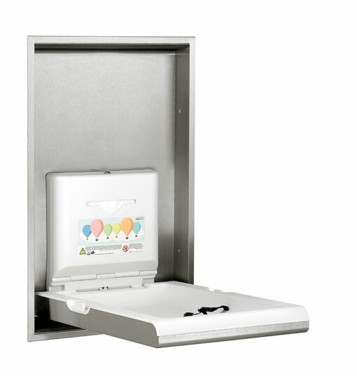 Changing table wall-mounted stainless steel vertical open