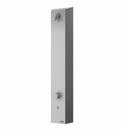 Stainless steel piezo shower panel for hot and cold water with thermostatic mixer