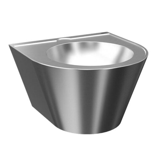 Lavabo con sifone a scomparsa in acciaio inox, sospeso a parete