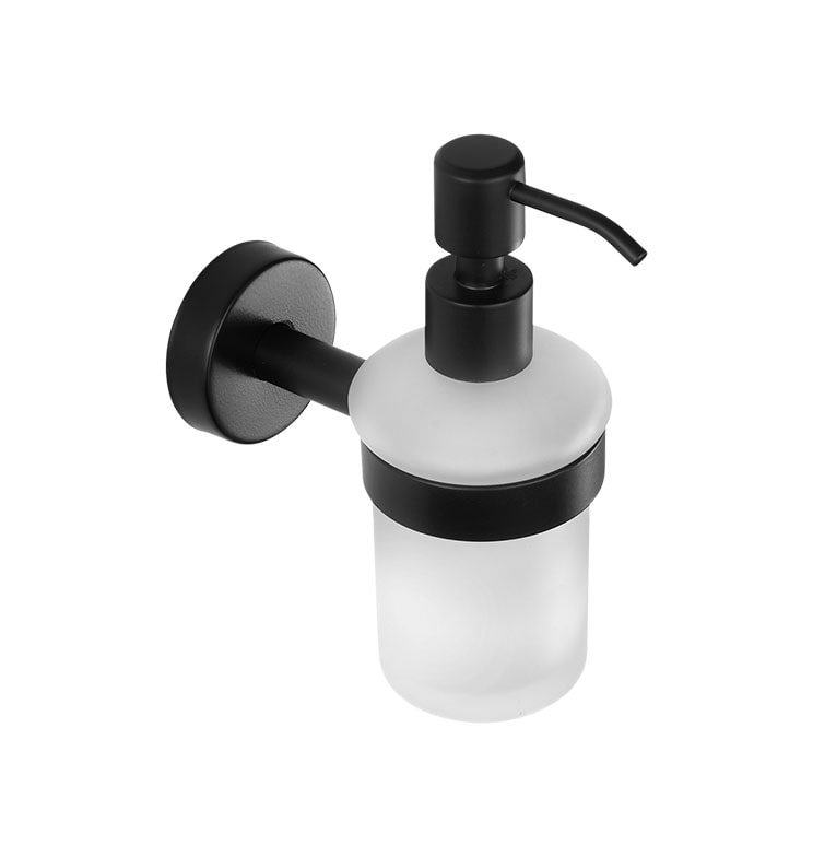 Stainless steel glass liquid soap dispenser surface black matt