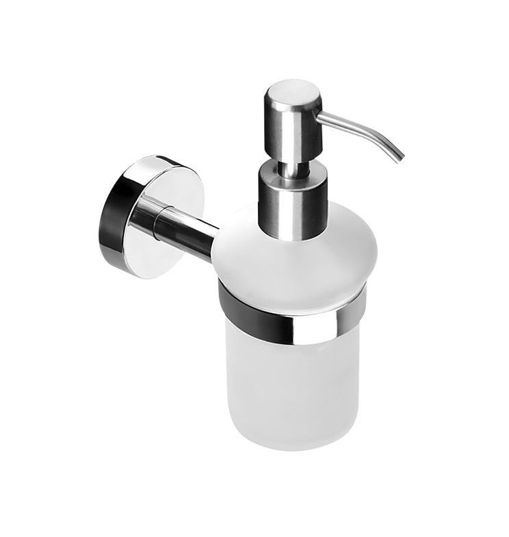 Stainless steel glass liquid soap dispenser polished surface