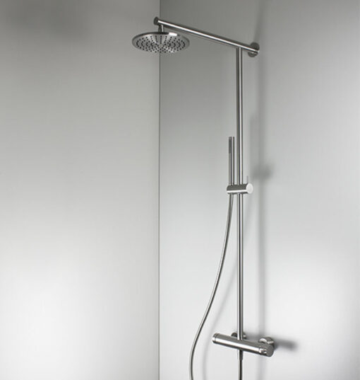 Matt stainless steel wall shower for outdoor use
