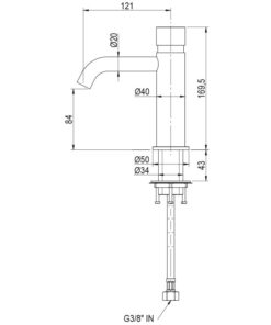 Self-closing tap stainless steel Drawing