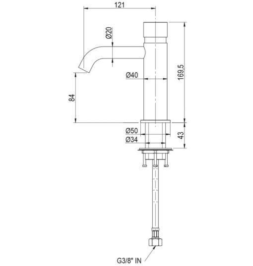 Self-closing tap stainless steel Drawing