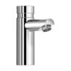 A modern bathroom faucet with chrome finish.
