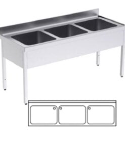 Gewerbespüle mkit 3 Becken und Untergestell