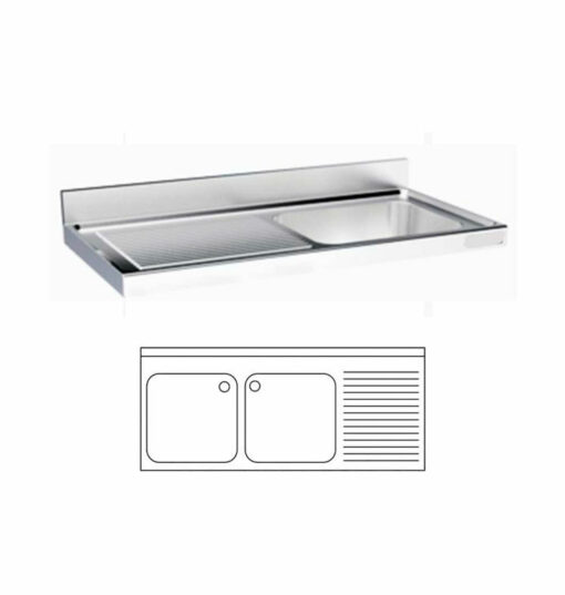 Commercial sink, wall-hung, 1,800x700