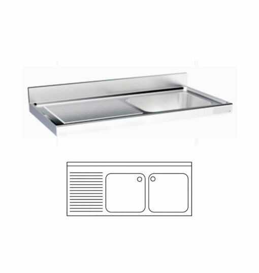 Lavello commerciale, sospeso, 2.000x700