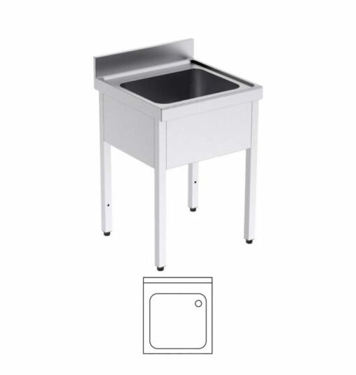 Evier professionnel, avec support, 800x700x850/920