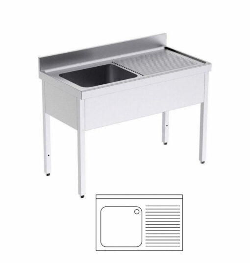 Gewerbespüle, mit Untergestell, 1.000x700x850/920
