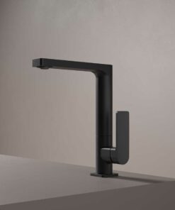 Black matt mixer with swivel spout