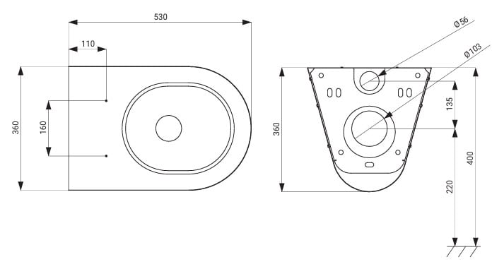 WC suspendu en acier inoxydable