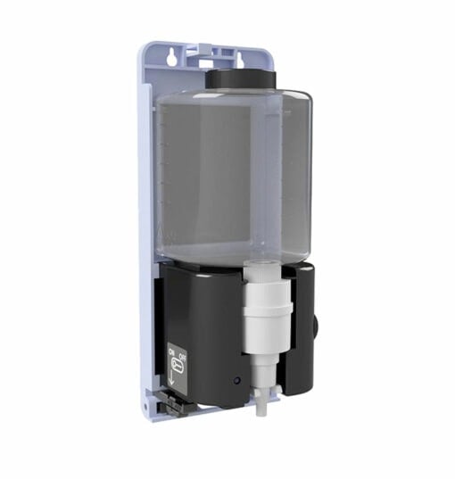 Distributeur de savon électrique derrière un miroir pour savon mousse, plastique, 1.0 L